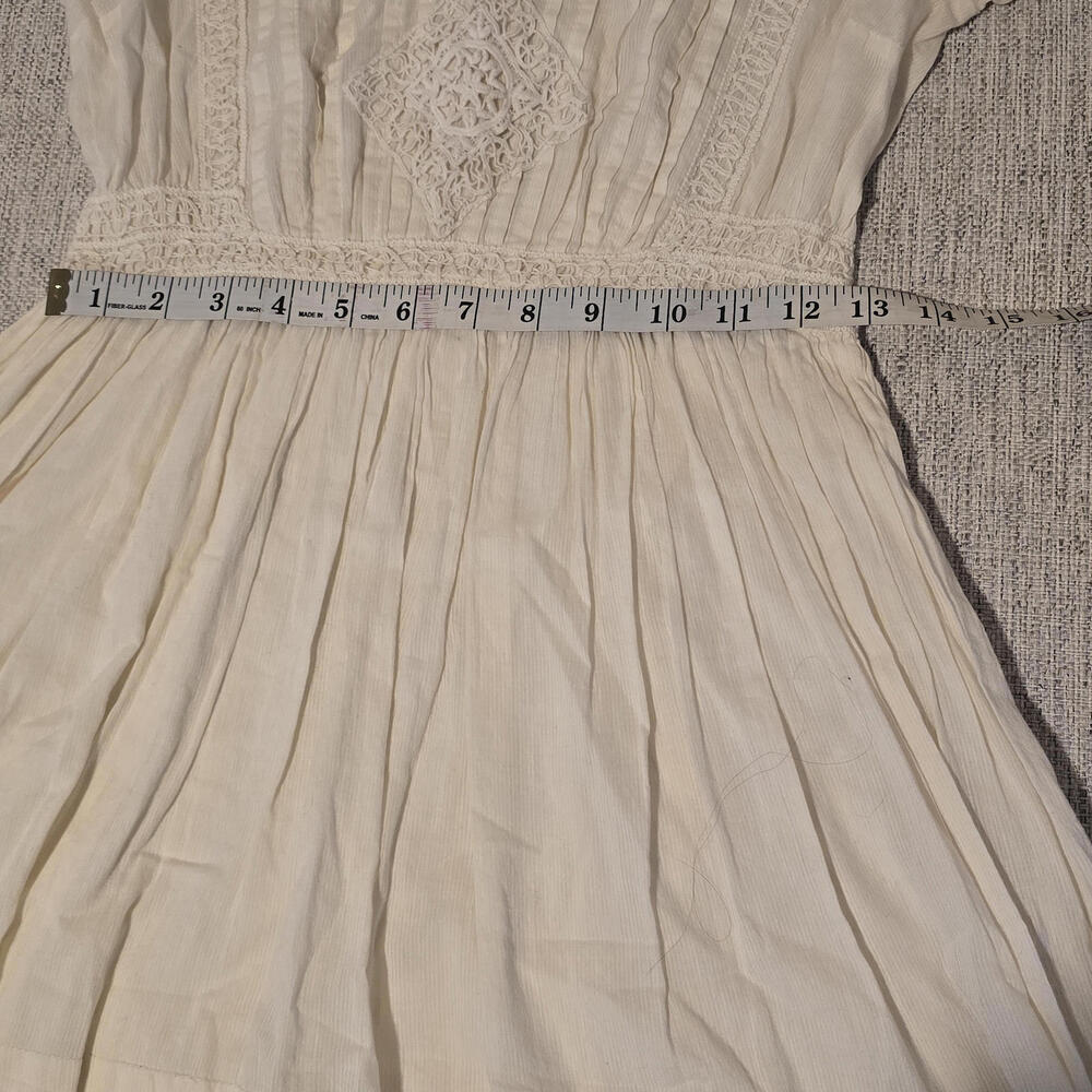 Urban Outfitters Cream Boho Cottagecore Dress | Embroidered Pintuck dress Size 0 - Picture 8 of 9